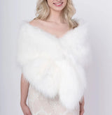 162cm*32cm 100% real White Ivory Wedding Wrap Bridal Shawls Stole Faux Fur Capes Formal Party Shrug Winter Cloak Woman - I'm Getting Married