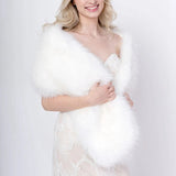 162cm*32cm 100% real White Ivory Wedding Wrap Bridal Shawls Stole Faux Fur Capes Formal Party Shrug Winter Cloak Woman - I'm Getting Married