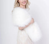 162cm*32cm 100% real White Ivory Wedding Wrap Bridal Shawls Stole Faux Fur Capes Formal Party Shrug Winter Cloak Woman - I'm Getting Married