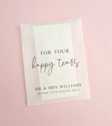 25pcs Happy Tears Wedding Tissues Packets 100% Biodegradable Glassine - Pre Filled Wedding Tissue Bag Personalised - I'm Getting Married