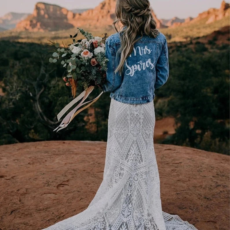 Denim jacket bride best sale