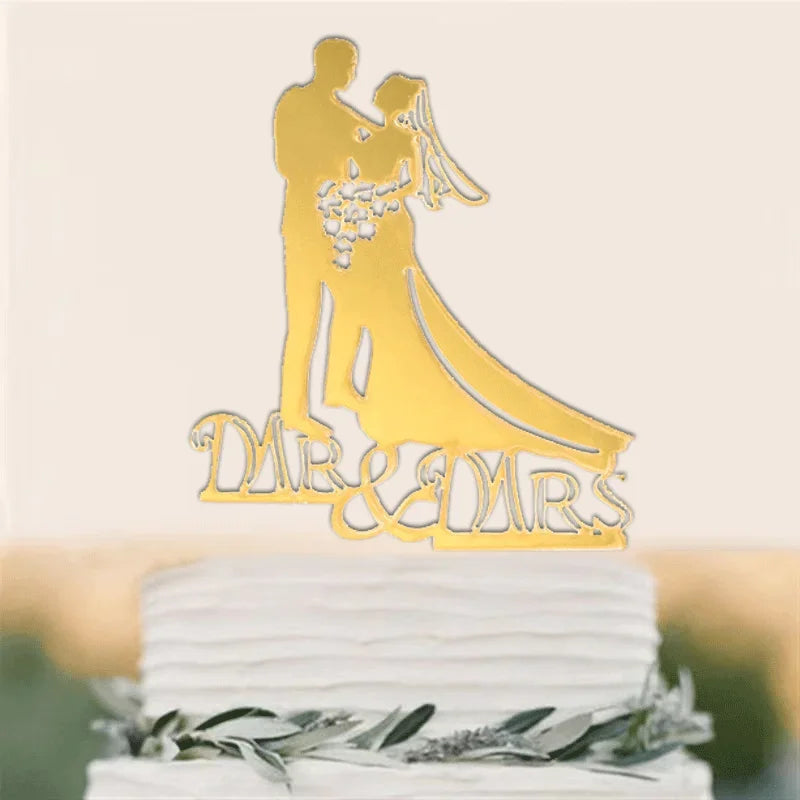 Acrylic Wedding Cake Topper Set