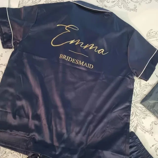 Personalised Monogram Satin Bride, Bridesmaids Pajama Set