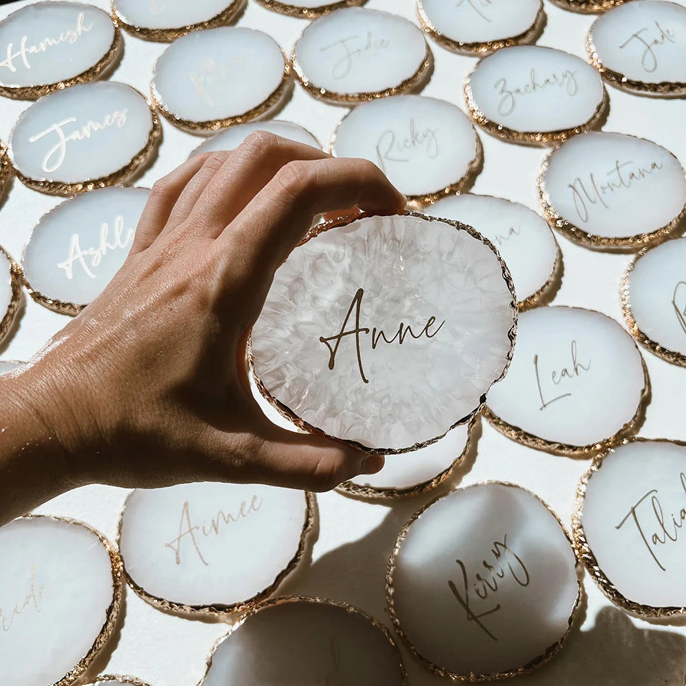 Custom Resin Agate Coasters Wedding Reception Gifts