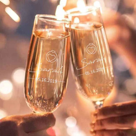 Personalised Mrs and Mr Champagne Glass Flute Set