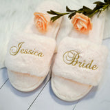 Personalised Plush Bridesmaid and Bride Slippers