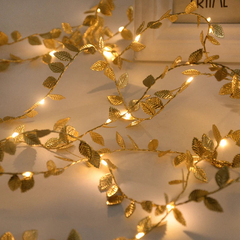 Golden Leaves Fairy Lights - Wedding Party Decor