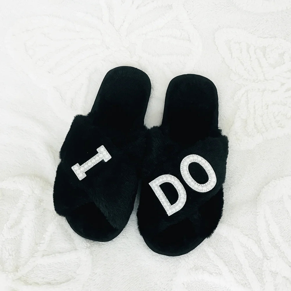 BRIDE Rhinestone Wedding Slippers - I'm Getting Married