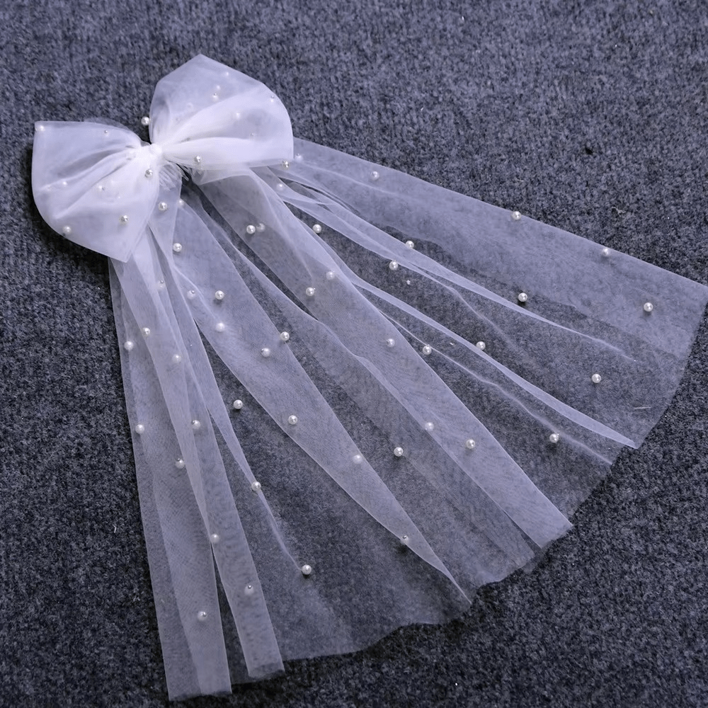 Elegant Mesh Bow Hair Clip for Bride - I'm Getting Married
