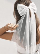 Elegant Mesh Bow Hair Clip for Bride - I'm Getting Married