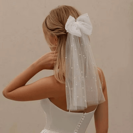Elegant Mesh Bow Hair Clip for Bride - I'm Getting Married