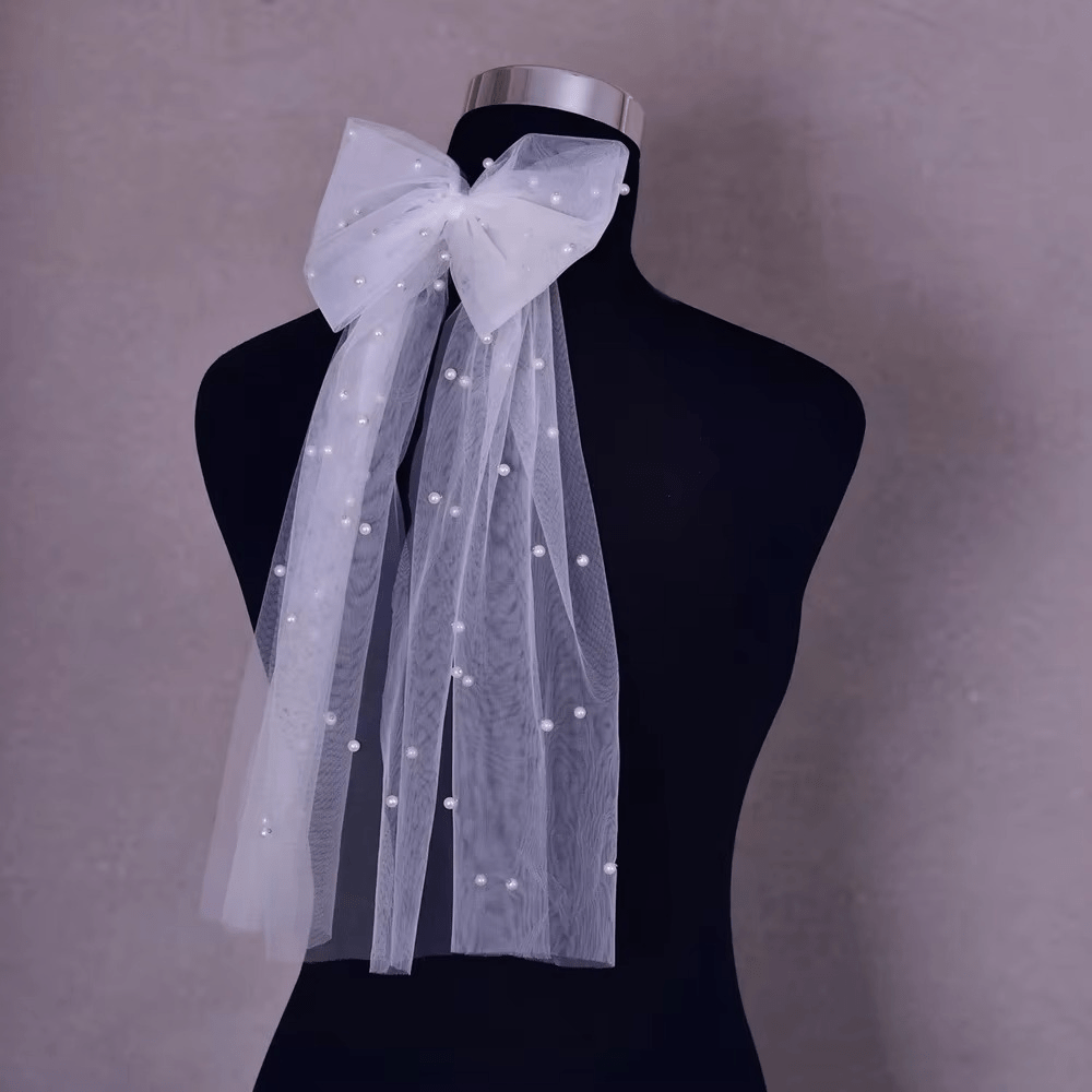 Elegant Mesh Bow Hair Clip for Bride - I'm Getting Married