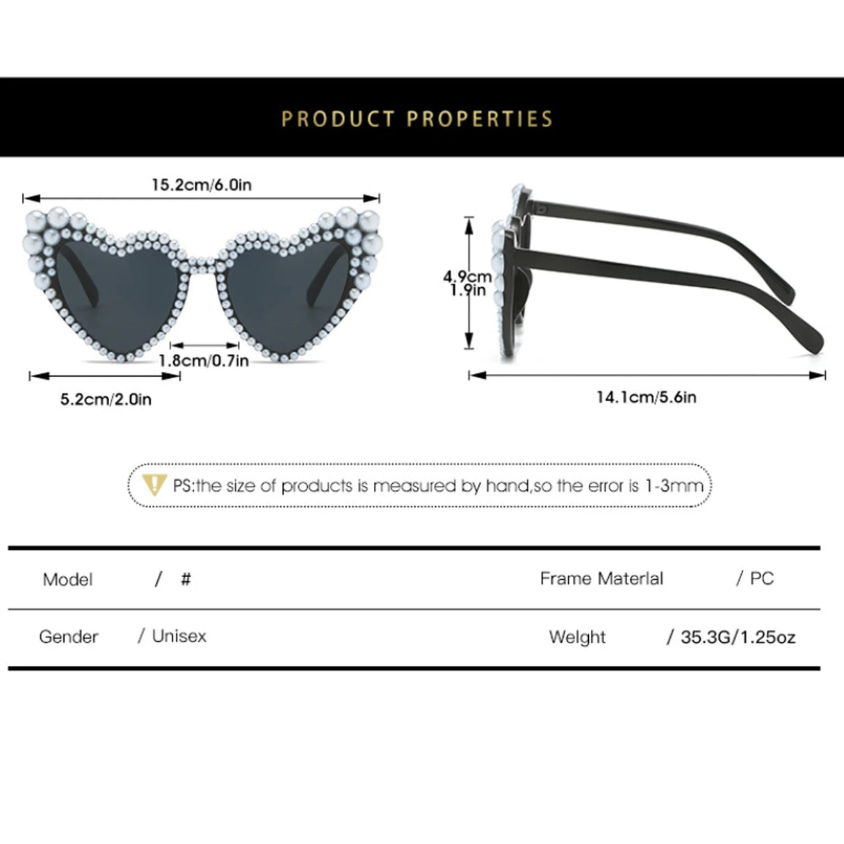 Heart - Shaped Pearl Sunglasses - Just Married Bridesmaid Gift - I'm Getting Married