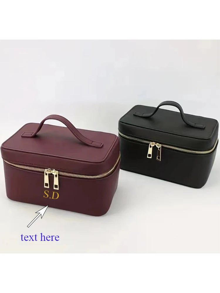 Ladies Personalised Saffiano Split Leather Travel Toiletry Case Bag - On Trend - I'm Getting Married