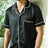 Men's Satin Pyjama Short Sleeve Set in Navy Blue or Black - I'm Getting Married