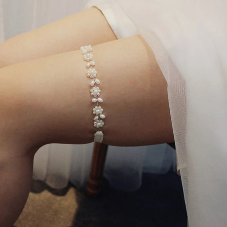 Pearl Lace Bridal Wedding Day Garter - I'm Getting Married