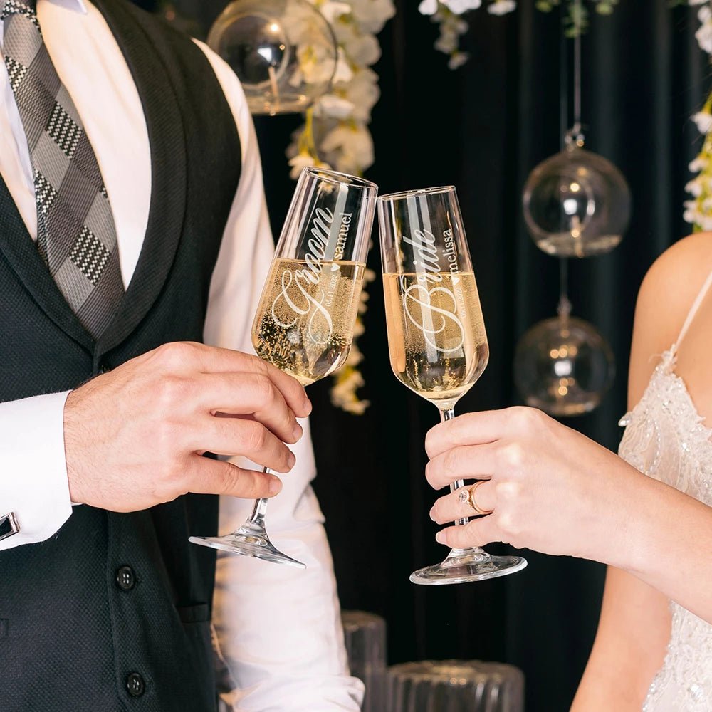 Personalised Mrs and Mr Champagne Glass Flute Set - I'm Getting Married