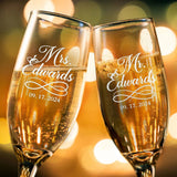 Personalised Mrs and Mr Champagne Glass Flute Set - I'm Getting Married