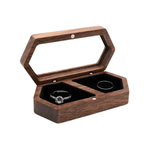 Personalised Walnut Wooden Ring Box - Custom Engraved Engagement - I'm Getting Married