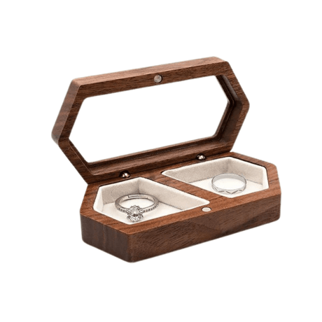 Personalised Walnut Wooden Ring Box - Custom Engraved Engagement - I'm Getting Married