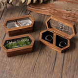 Personalised Walnut Wooden Ring Box - Custom Engraved Engagement - I'm Getting Married
