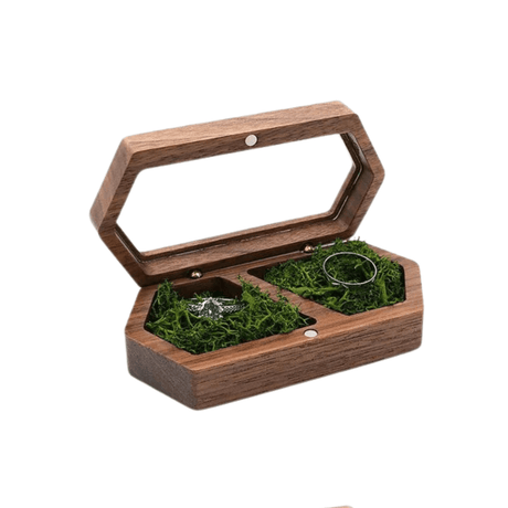 Personalised Walnut Wooden Ring Box - Custom Engraved Engagement - I'm Getting Married