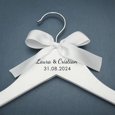 Personalised Wedding Dress Hanger - Engraved Names & Date - I'm Getting Married