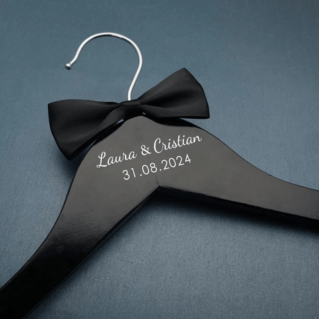 Personalised Wedding Dress Hanger - Engraved Names & Date - I'm Getting Married