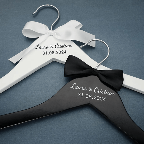 Personalised Wedding Dress Hanger - Engraved Names & Date - I'm Getting Married