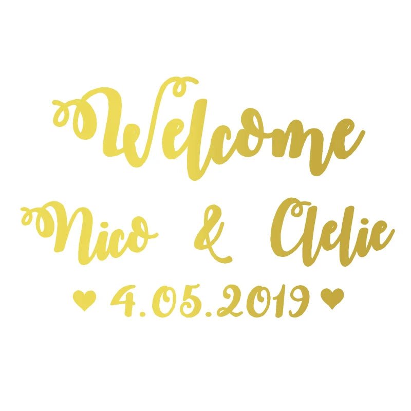 Personalised wedding welcome sticker sign Bride and Groom names wedding date customised vinyl Removable Waterproof sticker decal - I'm Getting Married