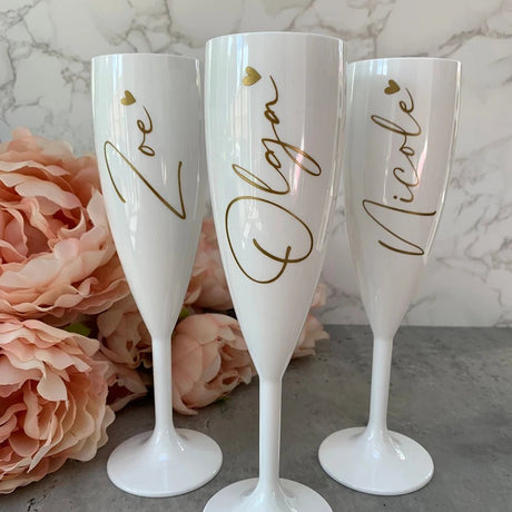Personalized White Champagne Flute - Bridal Party Gift - I'm Getting Married