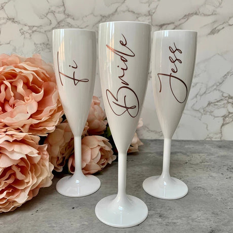 Personalized White Champagne Flute - Bridal Party Gift - I'm Getting Married