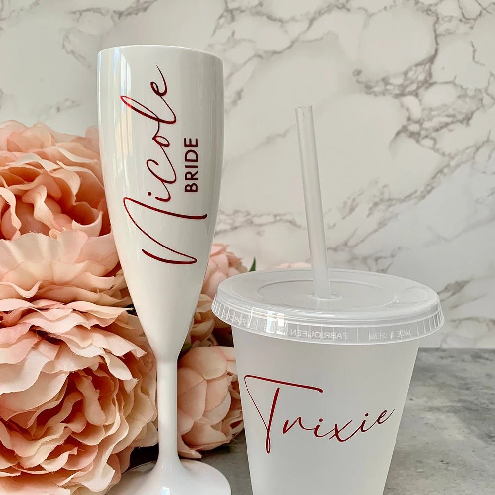Personalized White Champagne Flute - Bridal Party Gift - I'm Getting Married