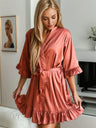 Personalised Print Silk Ruffle Robe for Wedding Day Brides & Bridesmaids