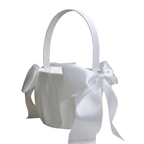 White Flower Girls Basket - Elegant Wedding Decor - I'm Getting Married