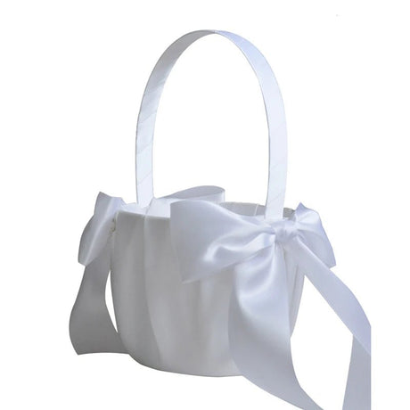 White Flower Girls Basket - Elegant Wedding Decor - I'm Getting Married
