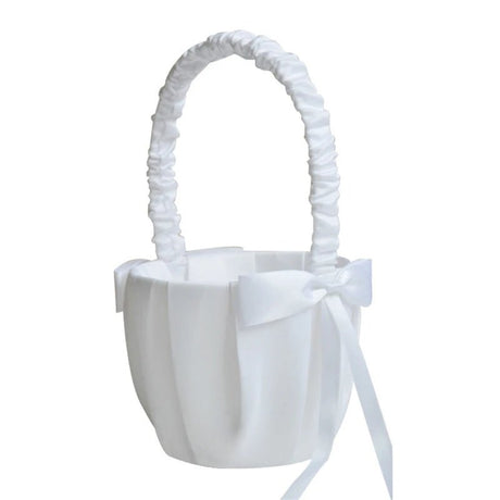 White Flower Girls Basket - Elegant Wedding Decor - I'm Getting Married